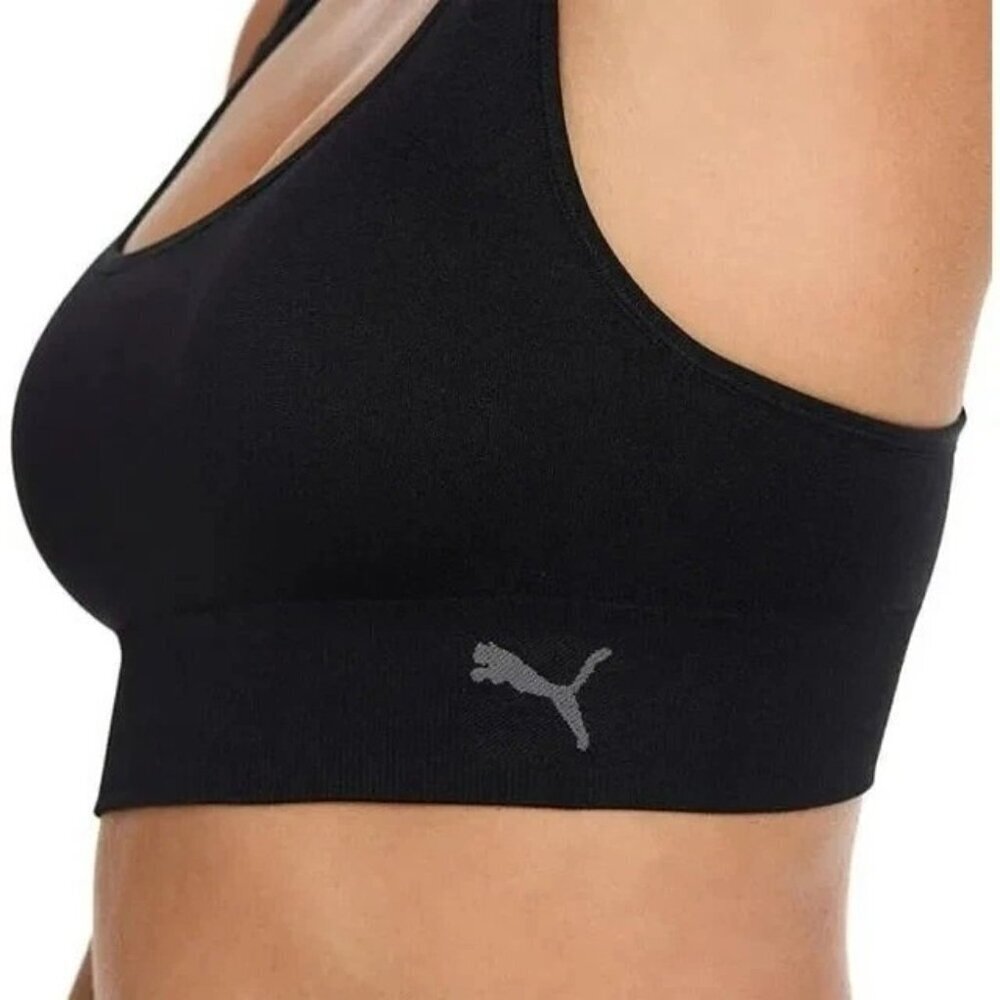 Puma Black Gray Women's XL 2-Pack Seamless Sports Bras N0463 - Picture 2 of 9